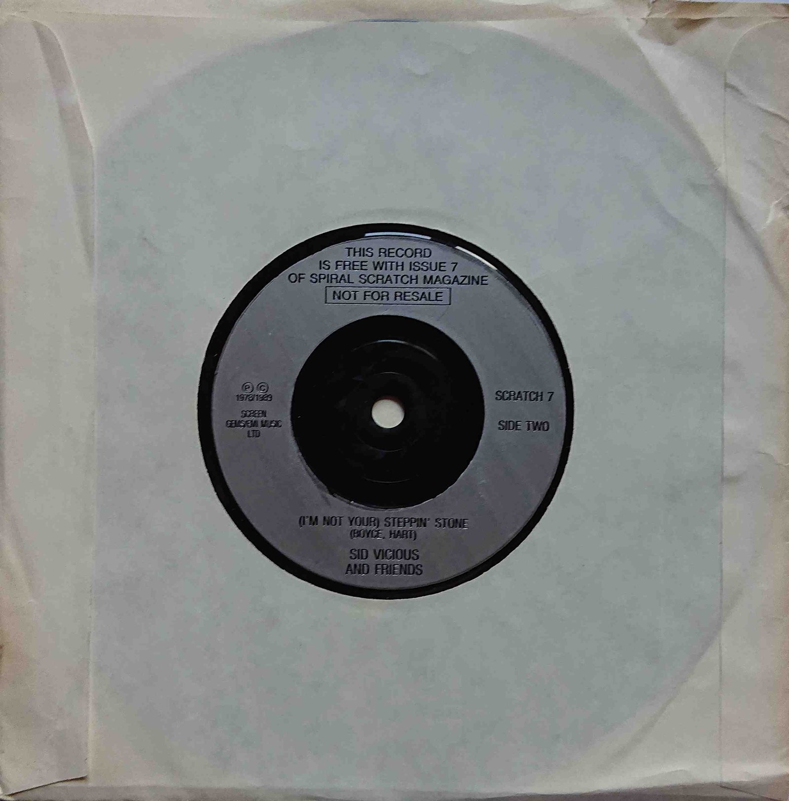 SCRATCH 7 (Don't you gimme) No lip Sid Vicious and friends  Back cover of SCRATCH 7